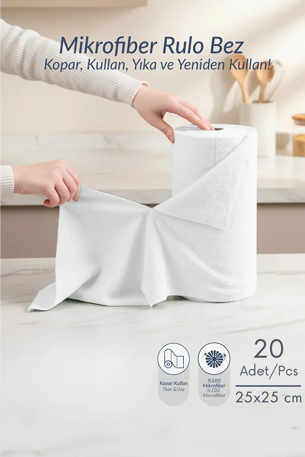 Flash Bez Yeni Nesil Çok Amaçlı 20'li Rulo mikrofiber Temizlik bezi