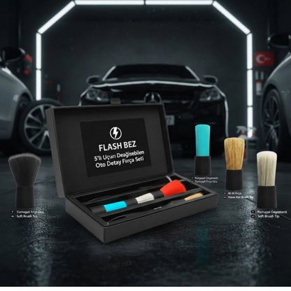 Flash Bez 5'li Uçları Değişebilen Oto Detay Fırça Seti